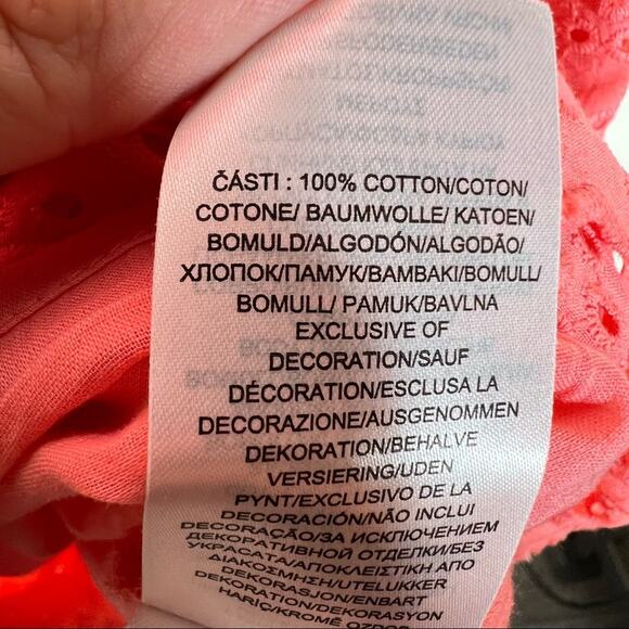 Ralph Lauren pink off shoulder eyelet casual knee length shift dress size 4 B112 - Picture 4 of 5